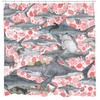 Nautical And Floral Pattern Cat Shark Shower Curtain For Beach Theme Bathroom