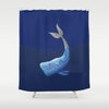 Nautical Blue Whale Shower Curtain for Ocean Lovers Bathroom Decor