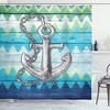 Nautical Chevron Zigzags Anchor Print Shower Curtain For Bathroom