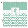 Nautical Chevron and Seahorse Shower Curtain for Beach House Bathroom 