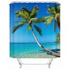 Nautical Coastal Palm Tree Shower Curtain for Seaside Bathroom Decor