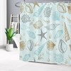 Nautical Coastal Shower Curtain, Seashell And Starfish Under The Sea Blue Fabric, Ocean Theme Bathroom Decor