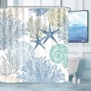 Nautical Coastal Theme Waterproof Fabric Shower Curtain with Marine Life Print