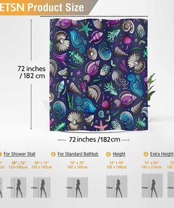 Nautical Coral Seashell Shower Curtain - Beach Bathroom Decor