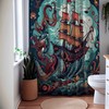 Nautical Dreams Octopus Sailboat Shower Curtain - Waterproof Bath Curtain With Nautical Dedication Gift Idea
