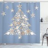 Nautical Elements Sea Life Theme With Noel Tree Winter Season Shower Curtain - Cloth Fabric Bathroom Decors