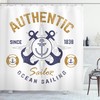 Nautical Flower Shower Curtain, Floral Plant Bathroom Decor with Durable Waterproof Fabric 