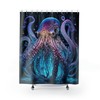 Nautical Gift Glowing Transparent Blue Octopus Shower Curtain - For Dorm or Beach House. 