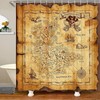 Nautical Island Map Pirate Ship Shower Curtain For Vintage Bathroom Decor 