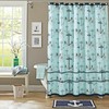 Nautical Light Blue Navy Anchors Coastal Shower Curtain With Microfiber Accents