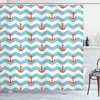 Nautical Marine Shower Curtain Pattern Anchor Stripe Print for Bathroom