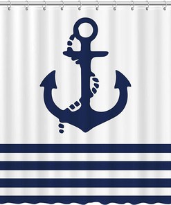 Nautical Navy Anchor Modern Bathroom Shower Curtain By Allenjoy - Boys And Full Size