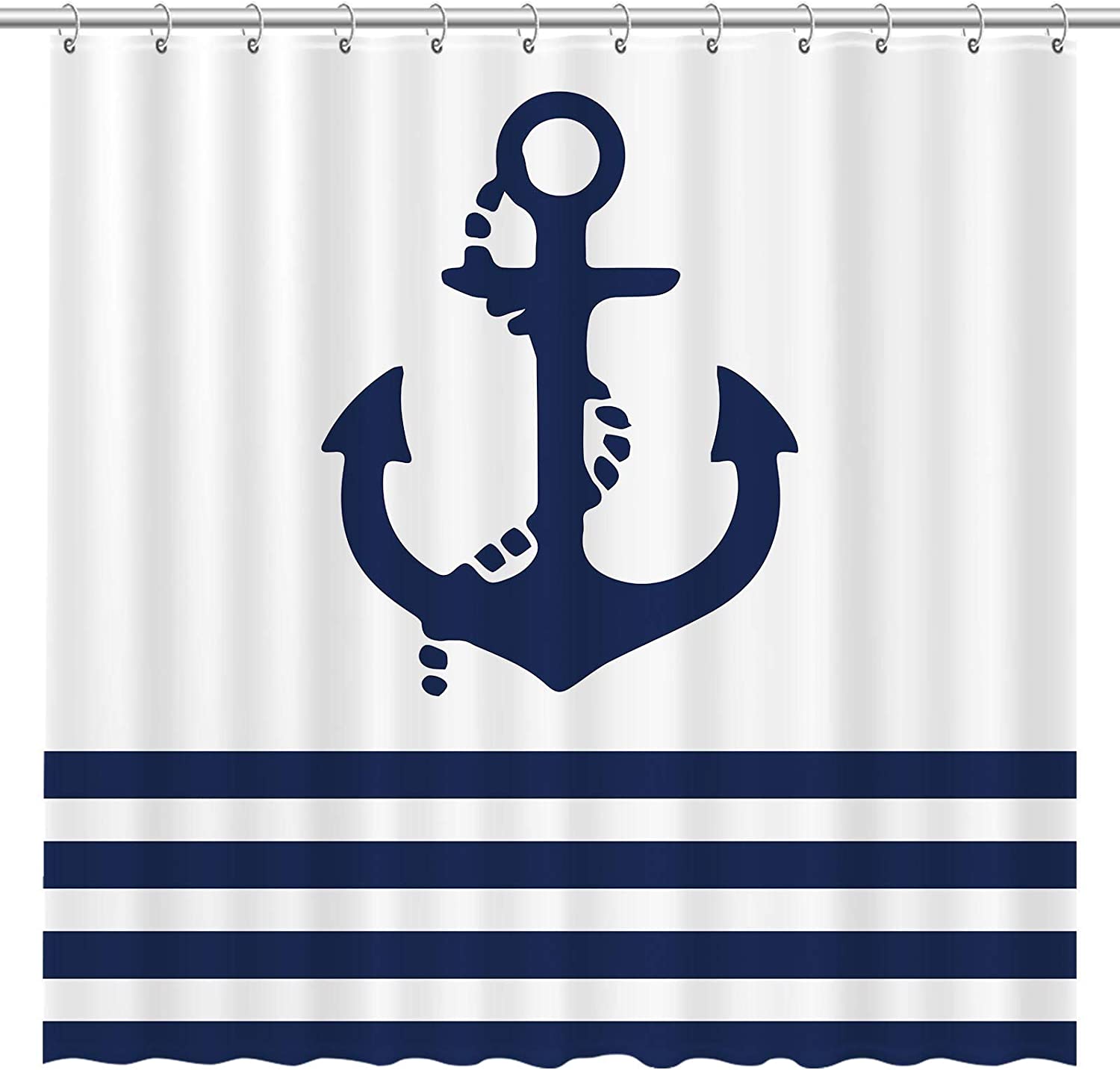 Nautical Navy Anchor Modern Bathroom Shower Curtain By Allenjoy - Boys And Full Size