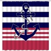 Nautical Navy Anchor Stripe Shower Curtain for Seaside Bathroom