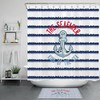 Nautical Navy Blue White Striped Anchor The Seafarer Shower Curtain for Bathroom Decoration