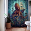Nautical Nightmare Octopus Sea Creature Shower Curtain, perfect Housewarming Gift with Sailboat Theme