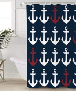 Nautical Ocean Anchor Blue Bathroom Shower Curtain