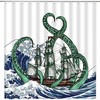Nautical Octopus Shower Curtain With Green And Blue Prints For Your Marine-Themed Bathroom 