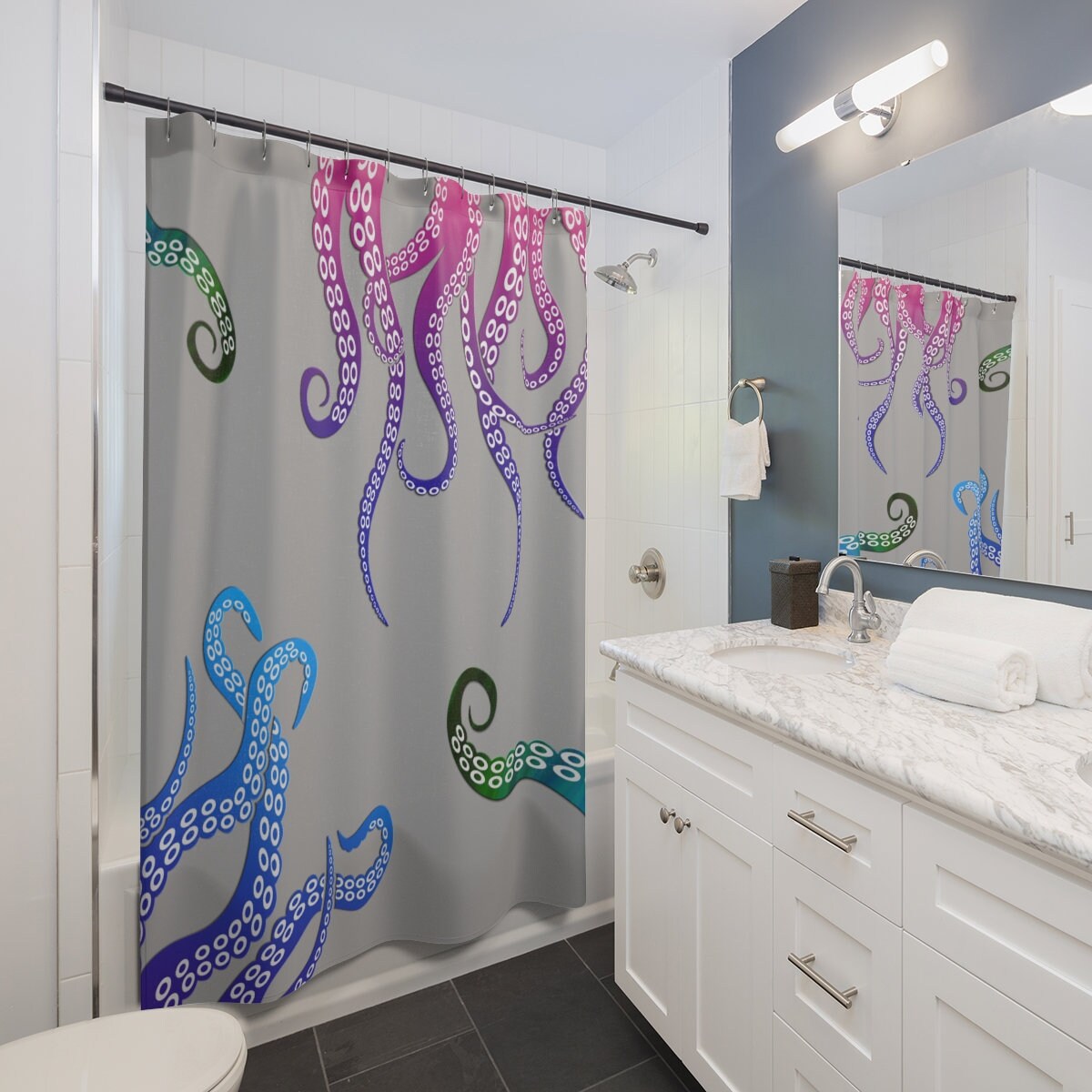 Nautical Octopus Tentacles Shower Curtain for Modern Bathroom Decor