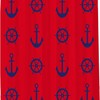 Nautical Pirate Compass Anchor Shower Curtain - LB Navy Red Ocean Themed Bathroom Decor