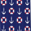 Nautical Pirate Life Buoy Anchor Shower Curtain - LB Navy Red and White Ocean Themed Bathroom Decor