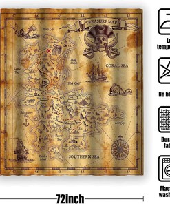 Nautical Pirate Treasure Map Shower Curtain - Pirate-Themed Bathroom Decor