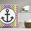 Nautical Rainbow Chevron and Anchor Shower Curtain for a Beachy and Fun Bathroom