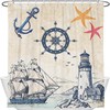 Nautical Sailboat Map Lighthouse Anchor Shower Curtain For Beach Theme Bathroom Decor