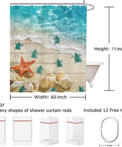 Nautical Sea Turtle Vintage Teal Ocean Beach Shower Curtain