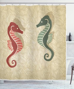 Nautical Seahorses Shower Curtain - Coastal Bathroom Decor