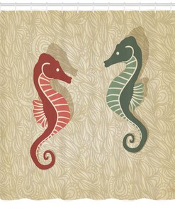 Nautical Seahorses Shower Curtain - Coastal Bathroom Decor