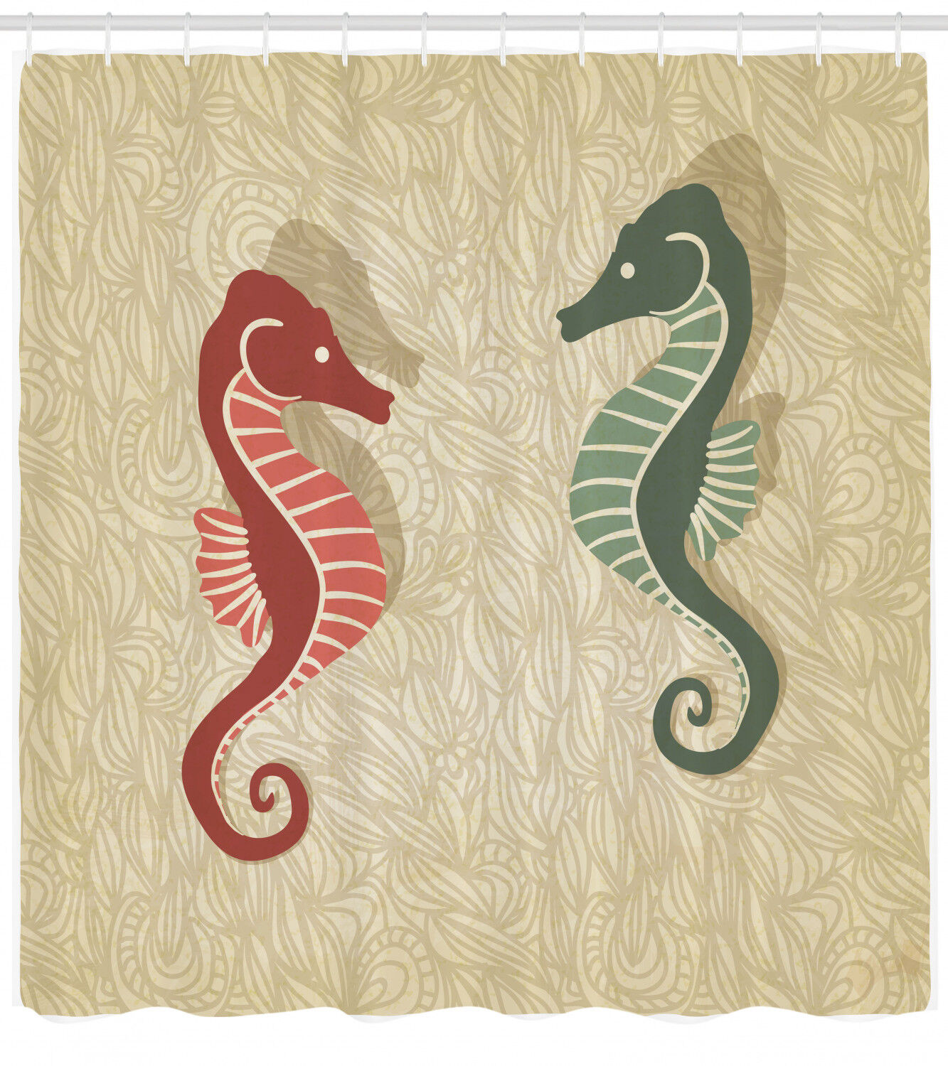 Nautical Seahorses Shower Curtain - Coastal Bathroom Decor