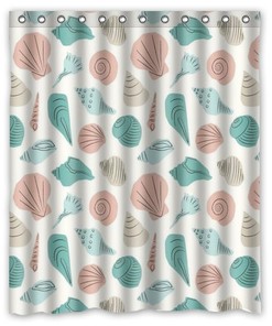 Nautical Seashell Personalized Shower Curtain, Waterproof Curtain with Custom Quote, Boho Bathroom Decor