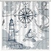 Nautical Shower Curtain, Grey Navy Blue Coastal Theme For Your Bathroom