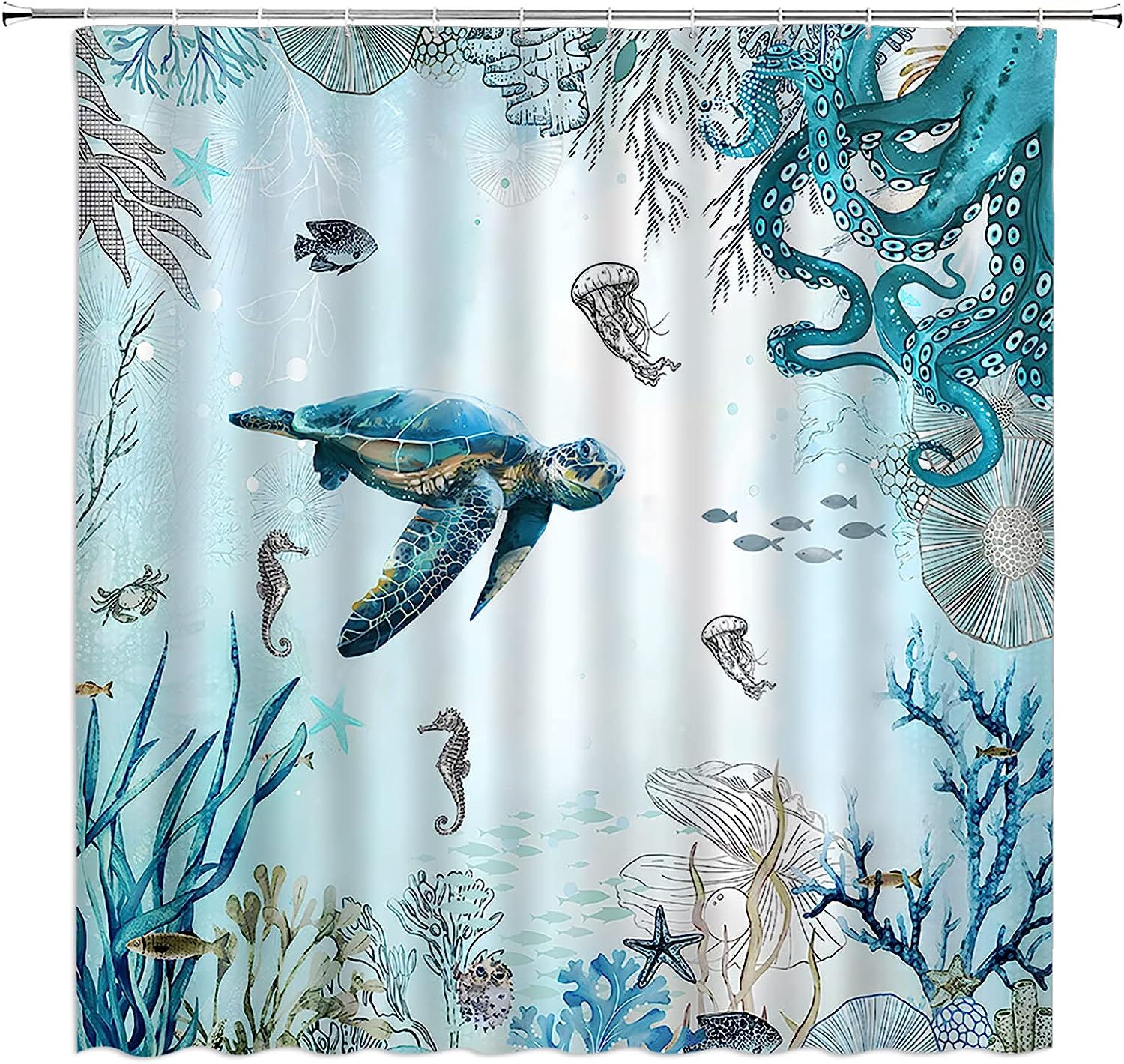 Nautical Shower Curtain With An Ocean Twist For A Sea Life Bathroom