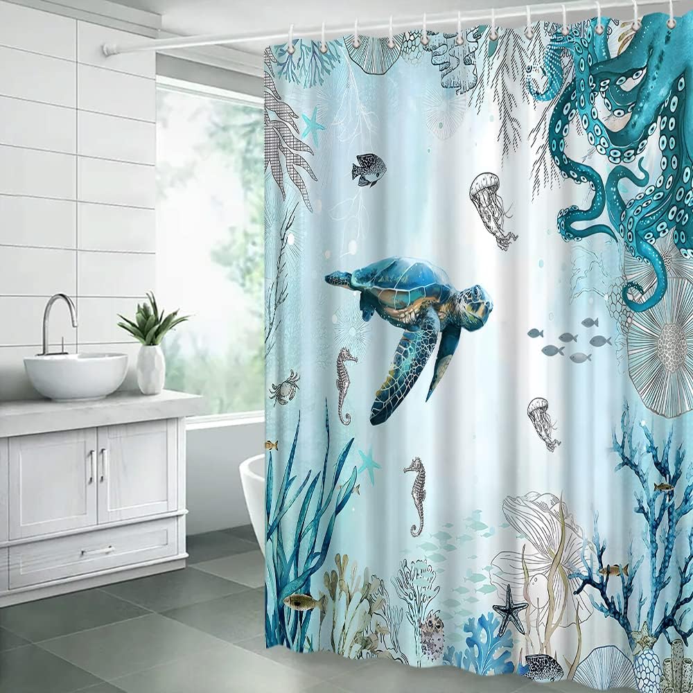 Nautical Shower Curtain With An Ocean Twist For A Sea Life Bathroom - Image 2