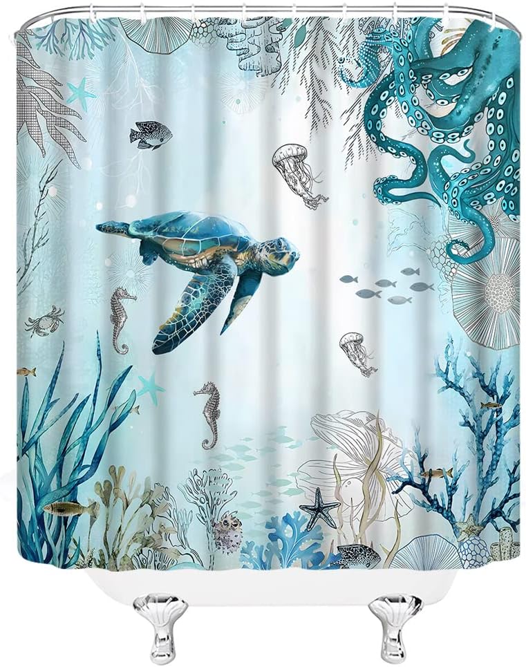 Nautical Shower Curtain With An Ocean Twist For A Sea Life Bathroom - Image 3