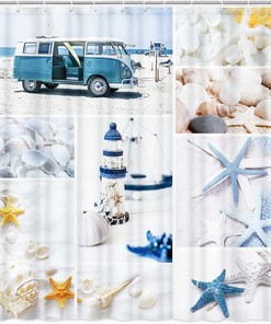Nautical Shower Curtain for Summer Ocean Bathroom Decor