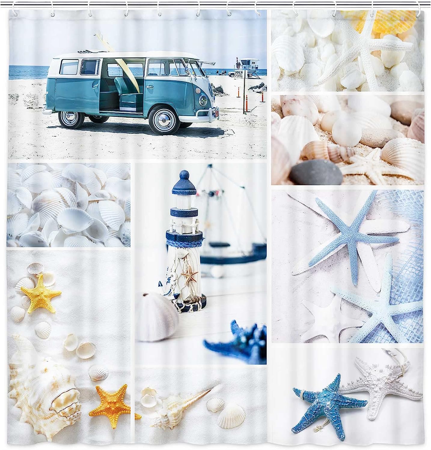 Nautical Shower Curtain for Summer Ocean Bathroom Decor