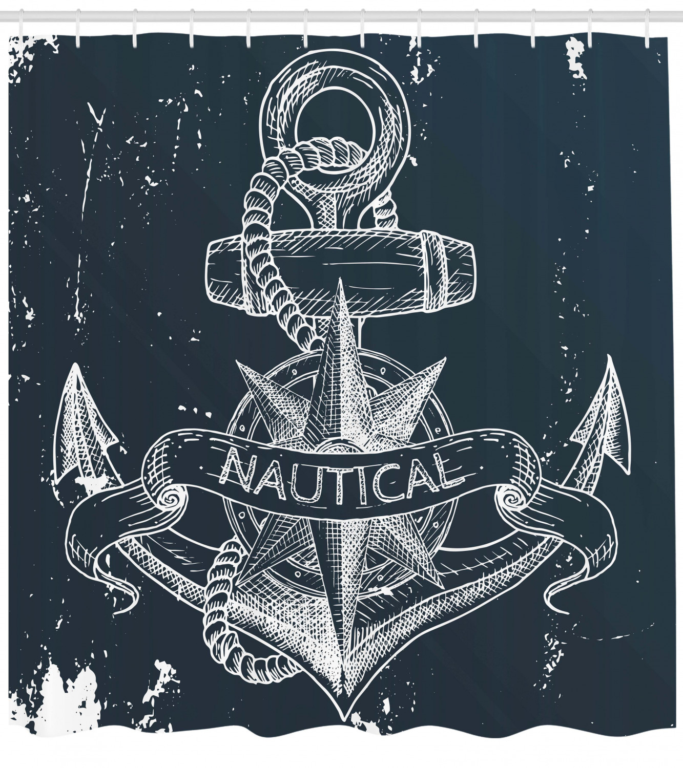 Nautical Shower Curtain with Knot Anchor Compass Print - Perfect Addition to Your Bathroom Decor