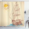 Nautical Shower Curtain with Print of a Boat in a Windy Sea Sun - Add Adventure to Your Bathroom Dcor