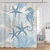 Nautical Starfish Seashell Coral Beach Shower Curtain for a Coastal Bathroom Decor
