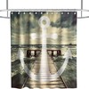 Nautical Stripe Trestle Theme Anchor Beach Shower Curtain Fabric Bathroom Waterproof Washable Decor