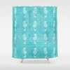 Nautical Teal and Turquoise Seahorses Fabric Shower Curtain for Aqua Home Decor