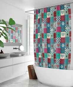 Nautical Theme Bathroom Decor Patchwork Anchor Shower Curtain for a Beachy Bathroom Decor
