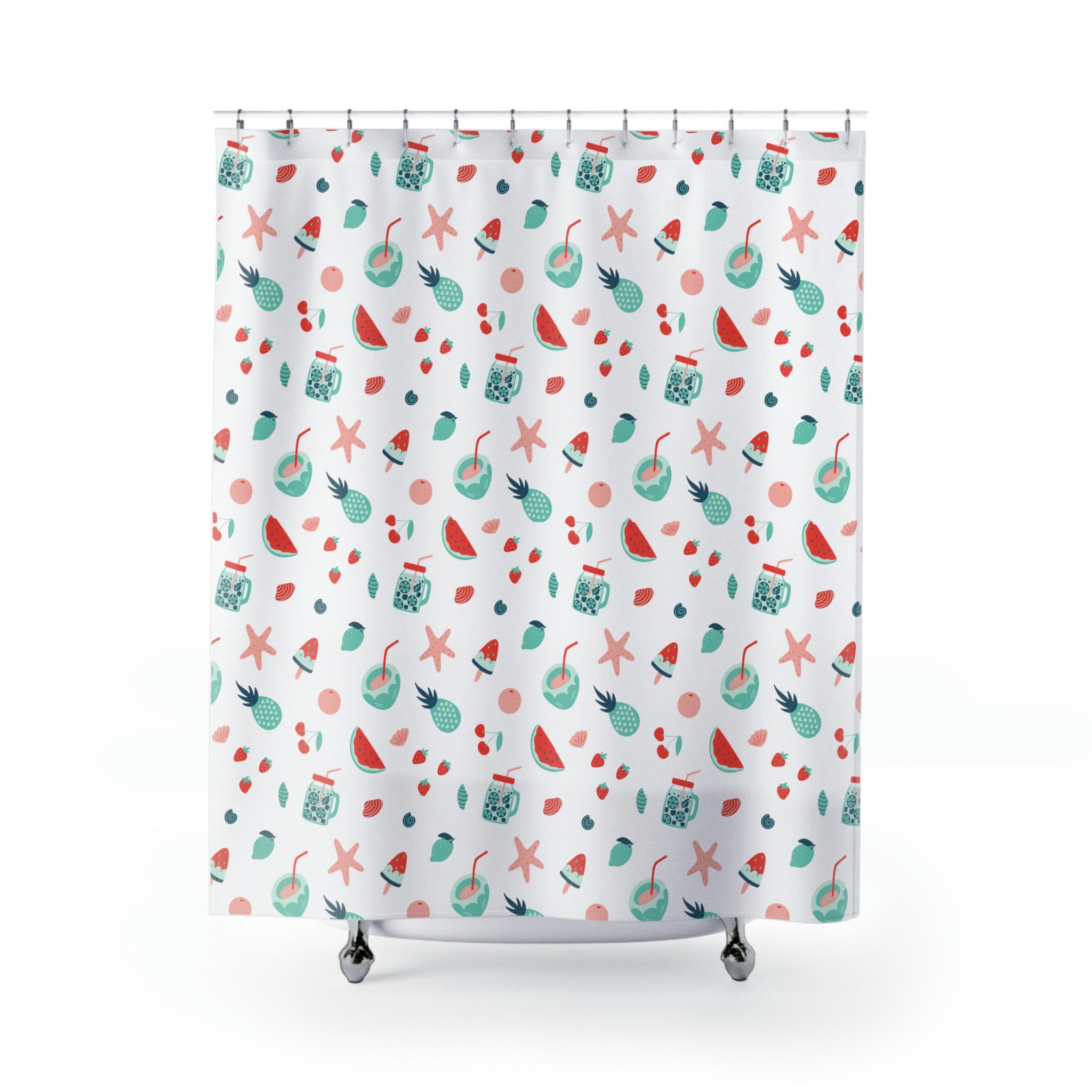 Nautical Themed Kids Shower Curtain With Beach And Sea Shell Print For A Fun Bathroom Upgrade - Image 3