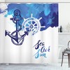 Nautical Wheel Print Anchor Decor Shower Curtain Fabric For Your Bathroom