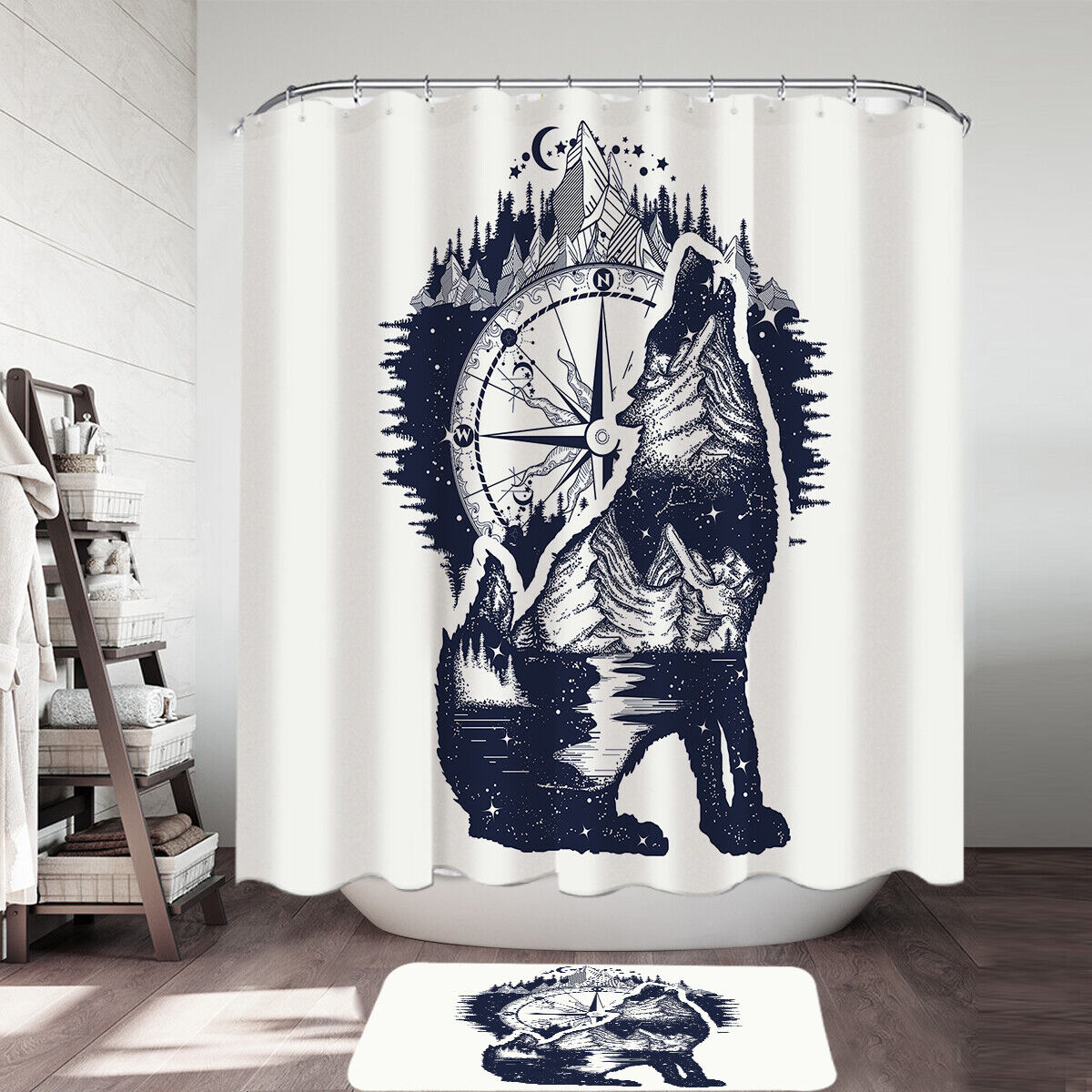 Nautical Wolf Shower Curtain - Add Mystical and Creative Touch to Your Bathroom Dcor