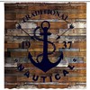 Nautical and Rustic Anchor Shower Curtain with Printed Wooden Planks for Ocean Beach Theme