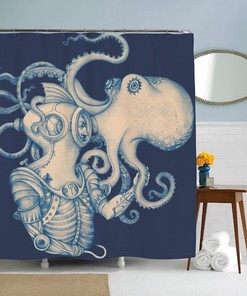 Nautical and Steampunk Kraken Shower Curtain for Bath Decor.